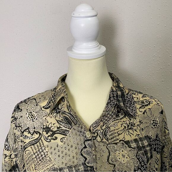 Vintage Details Express 100% Silk Button Front Floral Paisley Blouse Women's LG - Picture 7 of 16